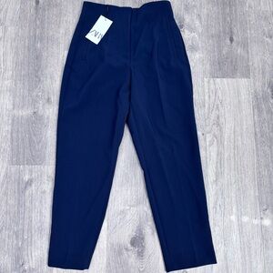 NWT Zara Women’s High Waisted Straight Leg Pleated Trousers